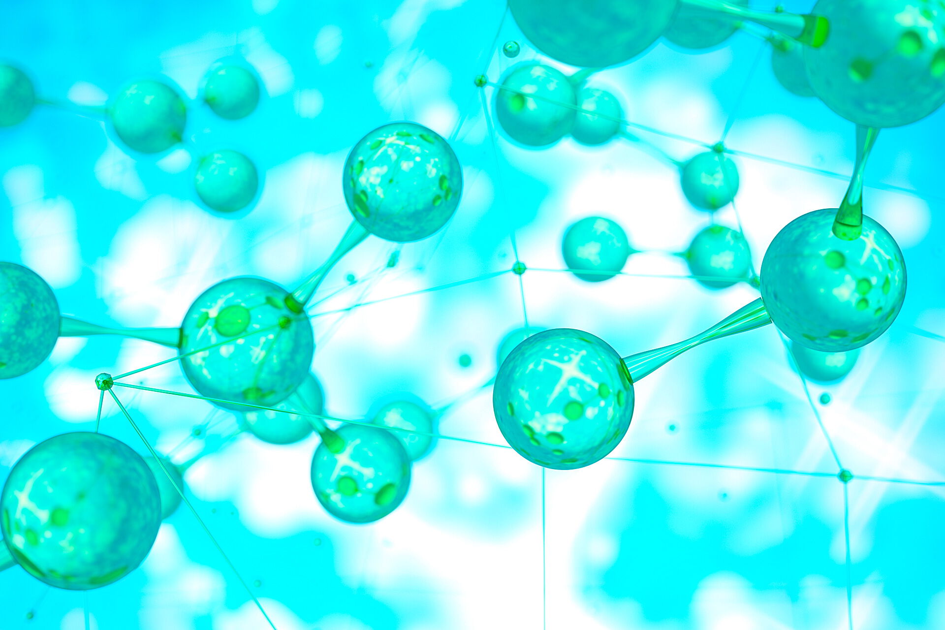 Wissenschaftlicher Hintergrund mit Molekülen als Symbolbild für POXOS® Sauerstoffgeneratoren